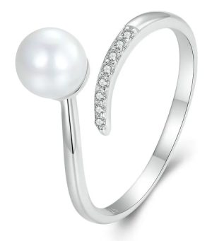 BAMOER δαχτυλίδι BSR497-E με πέρλα & ζιρκόνια