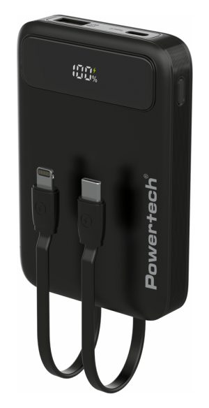 POWERTECH power bank με καλώδια και οθόνη PT-1417 10000mAh