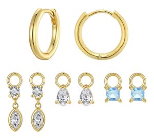 BAMOER σκουλαρίκια κρίκοι YIE262 με 3x σετ charm