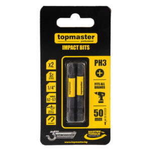 TOP MASTER Μύτη κατσαβιδιού Impact σταυρός με μέγεθος PH3 50mm συσκευασία 2τεμ. 338732