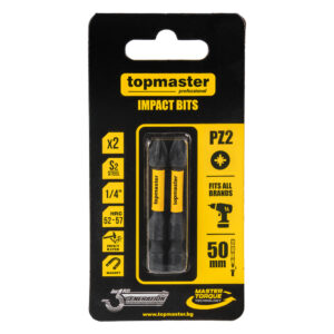 TOP MASTER Μύτη κατσαβιδιού Impact σταυρός με μέγεθος PZ2 50mm συσκευασία 2τεμ. 338734