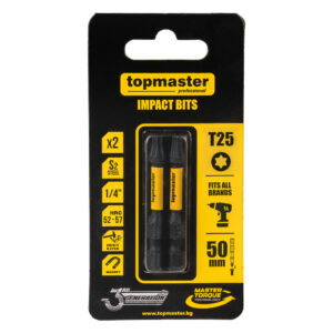 TOP MASTER Μύτη κατσαβιδιού Impact Torx με μέγεθος TX25 50mm συσκευασία 2τεμ. 338738
