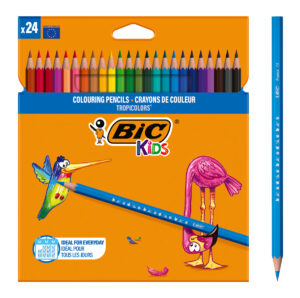BIC σετ χρωματιστές ξυλομπογιές Kids Tropicolors, εξάγωνες, 24τμχ