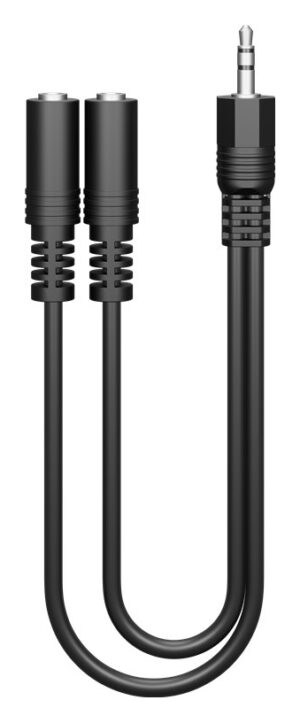 GOOBAY καλώδιο ήχου 3.5mm 50464, αρσενικό σε 2x θηλυκά, 0.2m, μαύρο
