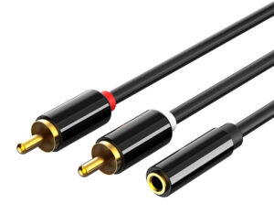 CABLETIME καλώδιο ήχου 3.5mm σε 2x RCA CT-H12G, 20cm, μαύρο