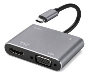 POWERTECH docking station CAB-UC101, 4 θυρών, USB-C, 4K, 100W, γκρι