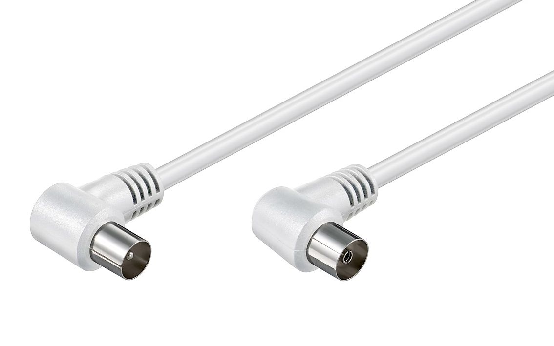 POWERTECH καλώδιο κεραίας RF αρσενικό - RF θηλυκό CAB-V024, γωνιακό, λευκό, 3m