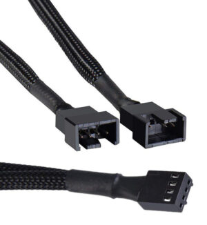 POWERTECH καλώδιο 4-pin pwm σε 2x 4-pin pwm CAB-W048, 0.15m, μαύρο