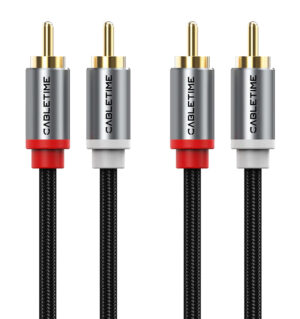CABLETIME καλώδιο ήχου 2x RCA σε 2x RCA CT-RCA, 3m, μαύρο