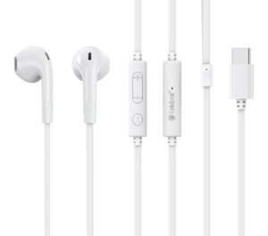 CELEBRAT earphones με μικρόφωνο G39, USB-C σύνδεση, 14mm, 1.2m, λευκά