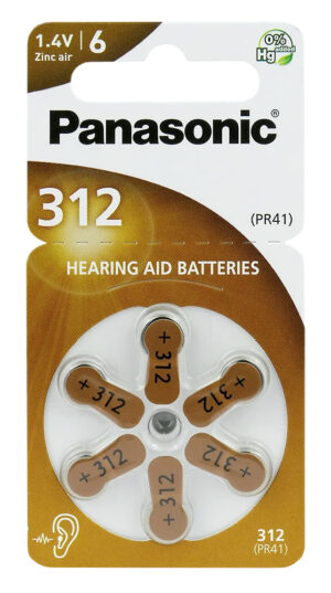 PANASONIC μπαταρίες ακουστικών βαρηκοΐας PR312, mercury free, 1.4V, 6τμχ
