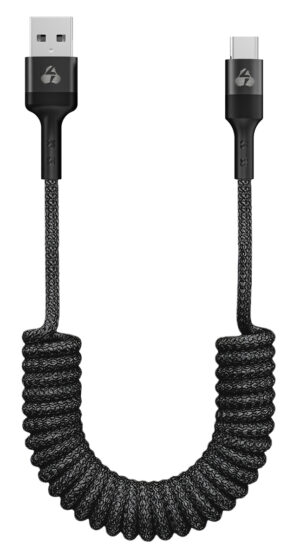 POWERTECH καλώδιο USB-C σε USB PTR-0197 με spiral καλώδιο, PD 60W, 480Mbps, 1m, μαύρο
