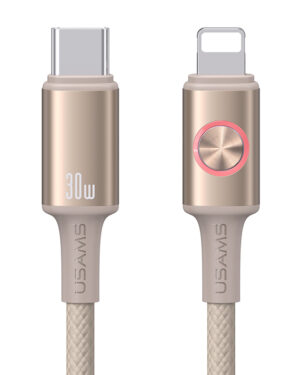 USAMS καλώδιο Lightning σε USB-C SJ753, 30W, 480Mbps, 1.2m, μπεζ